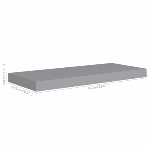 vidaXL Floating Wall Shelves 2 pcs Gray 23.6 x9.3 x1.5  MDF Perspective: bottom