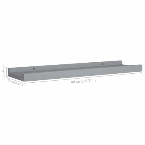 vidaXL Picture Frame Ledge Shelves 2 pcs Gray 15.7 x3.5 x1.2  MDF Perspective: bottom