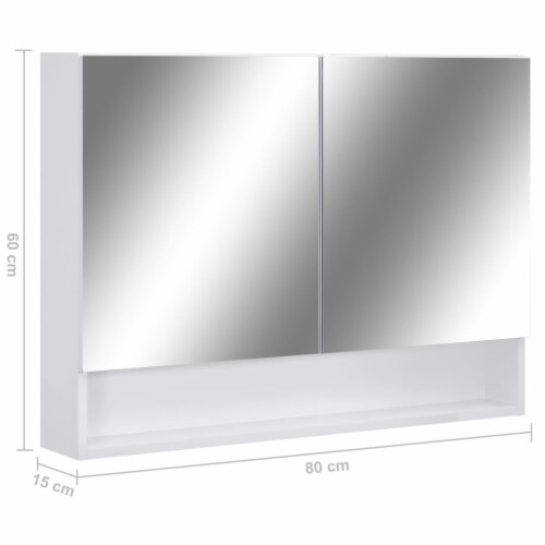 vidaXL LED Bathroom Mirror Cabinet White 31.5 x5.9 x23.6 MDF Perspective: bottom