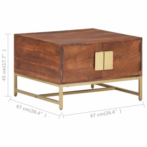 vidaXL Coffee Table Honey Brown 26.4 x26.4 x17.7 Solid Acacia Wood Perspective: bottom