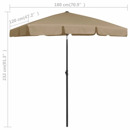 vidaXL Beach Umbrella Taupe 70.9 x47.2 Perspective: bottom
