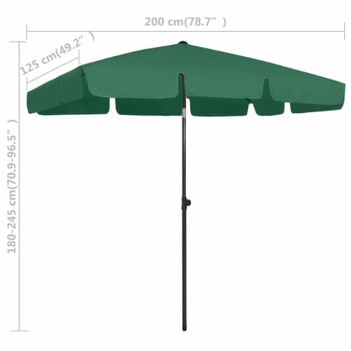 vidaXL Beach Umbrella Green 78.7 x49.2 Perspective: bottom