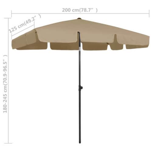 vidaXL Beach Umbrella Taupe 78.7 x49.2 Perspective: bottom