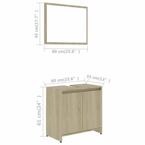 vidaXL 3 Piece Bathroom Furniture Set Sonoma Oak Engineered Wood Perspective: bottom