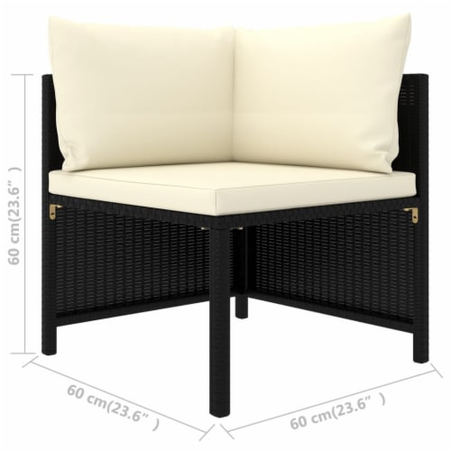 vidaXL 5 Piece Patio Sofa Set with Cushions Black Poly Rattan 1