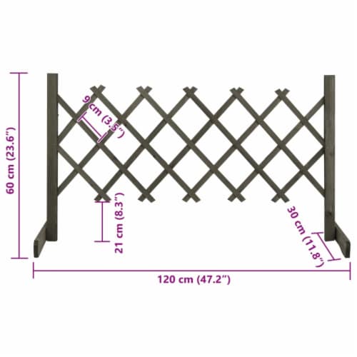 vidaXL Garden Trellis Fence Gray 47.2 x23.6 Solid Firwood Perspective: bottom