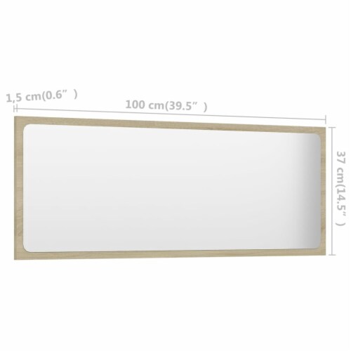 vidaXL Bathroom Mirror Sonoma Oak 39.4 x0.6 x14.6  Engineered Wood Perspective: bottom
