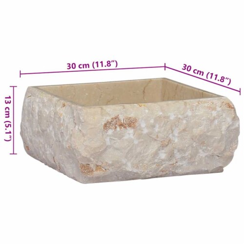 vidaXL Sink Cream 11.8 x11.8 x5.1 Marble Perspective: bottom