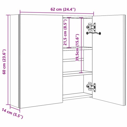 vidaXL LED Bathroom Mirror Cabinet Shining Black 24.4 x5.5