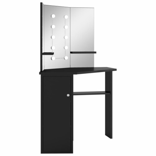 vidaXL Corner Dressing Table with LED Black 43.7 x21.3 x55.7 Perspective: bottom