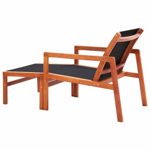 vidaXL Patio Chair with Footrest Solid Eucalyptus Wood and Textilene Perspective: bottom