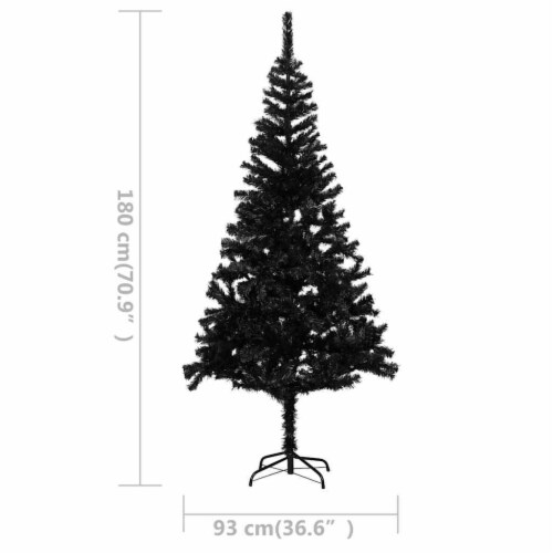vidaXL Artificial Christmas Tree with LEDs&Ball Set Black 70.9  PVC Perspective: bottom