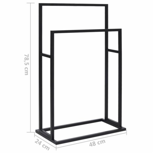 vidaXL Freestanding Towel Rack Black 18.9 x9.4 x30.9 Iron Perspective: bottom