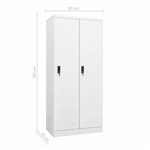vidaXL Wardrobe White 31.5 x19.7 x70.9 Steel Perspective: bottom
