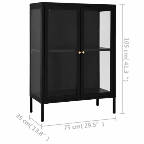 vidaXL Sideboard Black 29.5 x13.8 x41.3 Steel and Glass Perspective: bottom