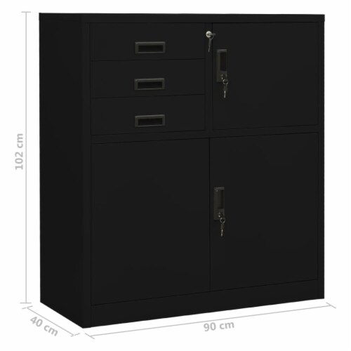 Vidaxl Office Cabinet Black 35.4 X15.7 X40.2 Steel Perspective: bottom