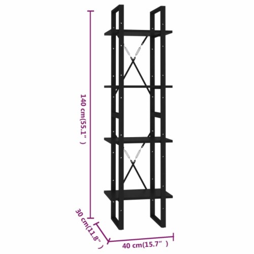 Vidaxl 4-Tier Book Cabinet Black 15.7 X11.8 X55.1  Chipboard Perspective: bottom