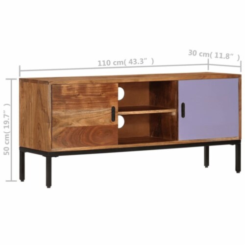 vidaXL TV Stand Honey Brown and Gray 43.3 x11.8 x19.7 Solid Wood Acacia Perspective: bottom