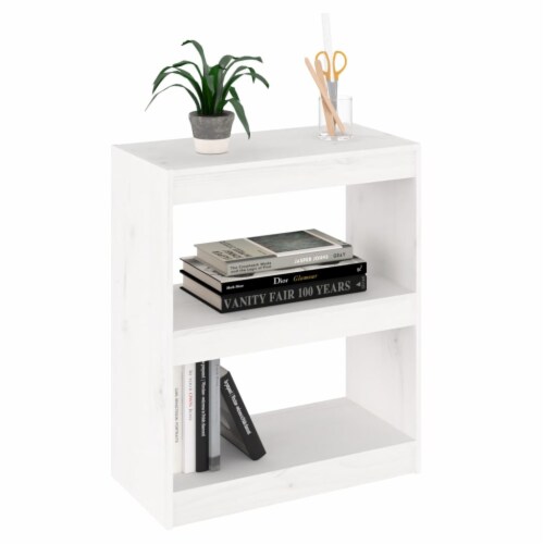 vidaXL Book Cabinet/Room Divider White 23.6 x11.8 x28.1 Solid Wood Pine Perspective: bottom