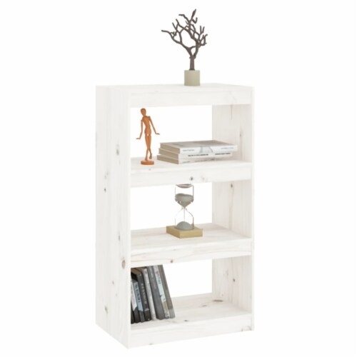 vidaXL Book Cabinet/Room Divider White 23.6 x11.8 x40.7 Solid Wood Pine Perspective: bottom