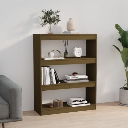 vidaXL Book Cabinet/Room Divider Honey Brown 31.5 x11.8 x40.7 Wood Pine Perspective: bottom