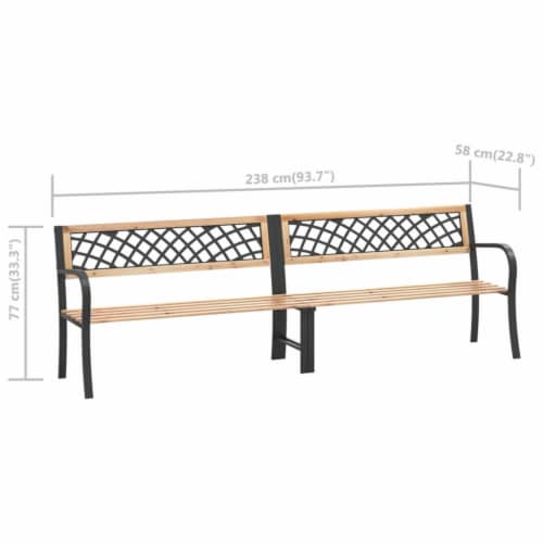 vidaXL Twin Patio Bench 93.7 Chinese Fir Wood Perspective: bottom