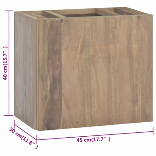 vidaXL Wall-mounted Bathroom Cabinet 17.7 x11.8 x15.7 Solid Wood Teak Perspective: bottom