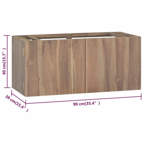 vidaXL Wall-mounted Bathroom Cabinet 35.4 x15.4 x15.7 Solid Wood Teak Perspective: bottom