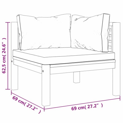 vidaXL 10 Piece Patio Lounge Set with Cream Cushion Solid Acacia Wood 10 pcs 27.2 x27.2 x24.6 Kroger