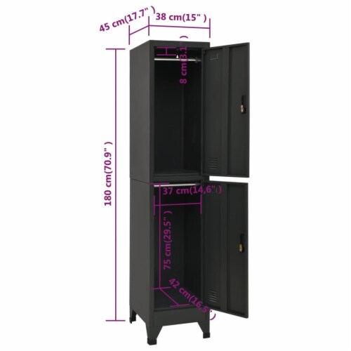 vidaXL Locker Cabinet Anthracite 15 x17.7 x70.9 Steel, 1 - QFC