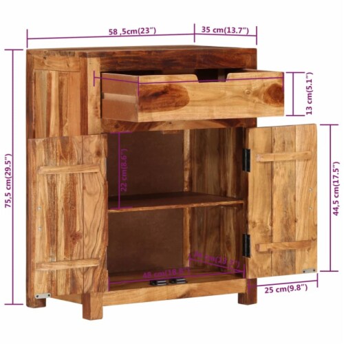 vidaXL Sideboard 23 x13.8 x29.7  Solid Wood Acacia Perspective: bottom