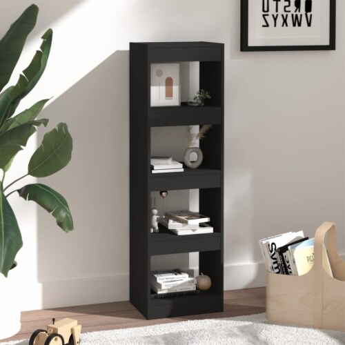 vidaXL Book Cabinet/Room Divider Black 15.7 x11.8 x53.1 Perspective: bottom