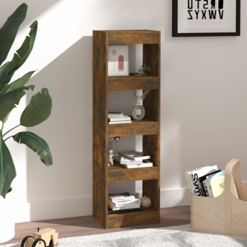 vidaXL Book Cabinet/Room Divider Smoked Oak 15.7 x11.8 x53.1 Perspective: bottom