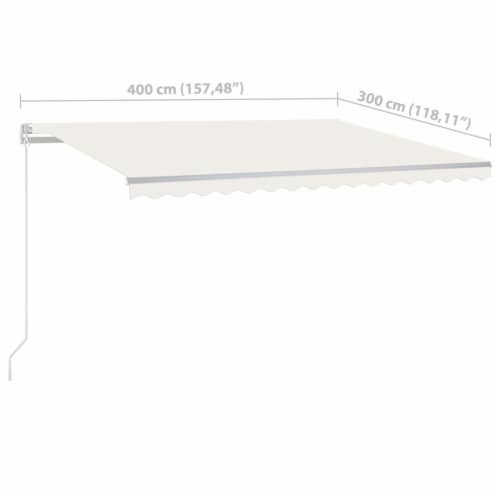 vidaXL Automatic Retractable Awning with Posts 13.1'x9.8' Cream Perspective: bottom