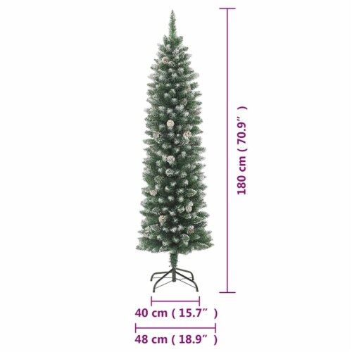 vidaXL Artificial Slim Christmas Tree with Stand 6 ft PVC Perspective: bottom
