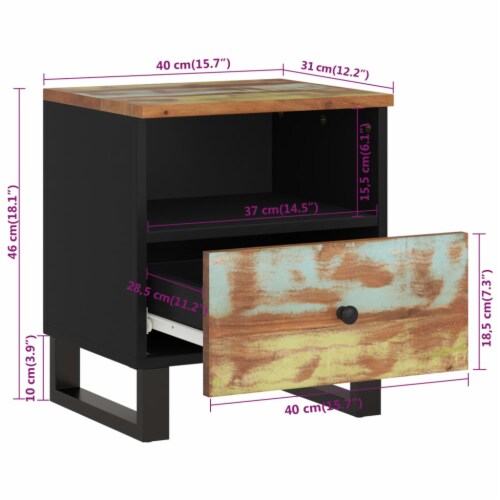 vidaXL Bedside Cabinets 2 pcs Solid Wood Reclaimed&Engineered Wood Perspective: bottom