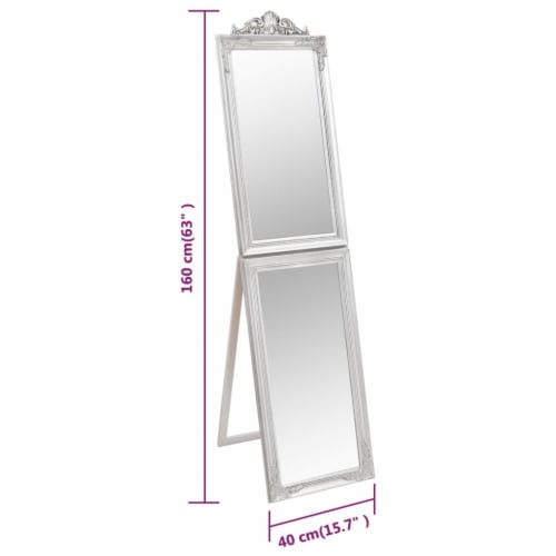 vidaXL Free-Standing Mirror Silver 15.7 x63, 15.7