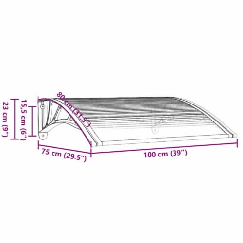 VidaXL Door Canopy Black And Transparent 48 X35.4 Polycarbonate, 48"x35