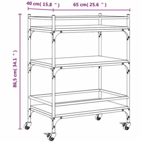 vidaXL Kitchen Trolley Smoked Oak 25.6 x15.7 x34.1