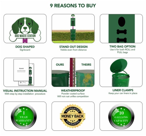 flybold Outdoor Dog Waste Station - 400 Rolls, 200 Pull Bags & 50 Can Liners Perspective: bottom