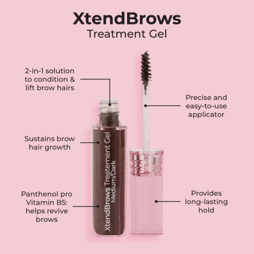 MCoBeauty XtendBrows Treatment Brow Gel 2-in-1 Solution to Condition and Lift - Medium/Dark Perspective: bottom