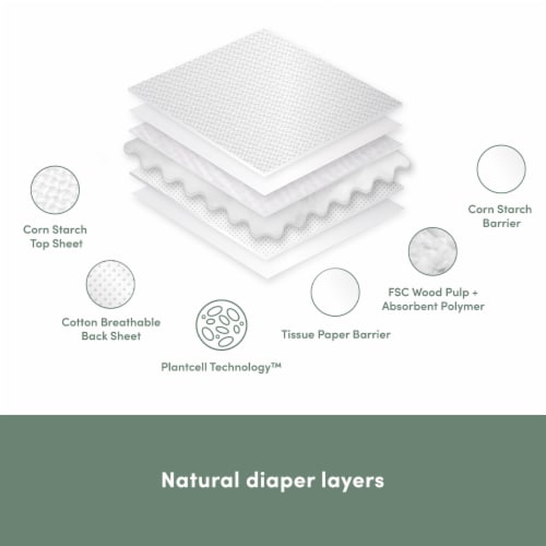 Ecoriginals Plant Based 3 Packs of Diapers + 3 Packs of Manuka Wipes | Newborn Plus Size 1 | Perspective: bottom