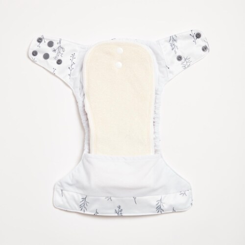 EcoNaps Reusable Cloth Diaper | One Size | Grey Folk Botanical Perspective: bottom
