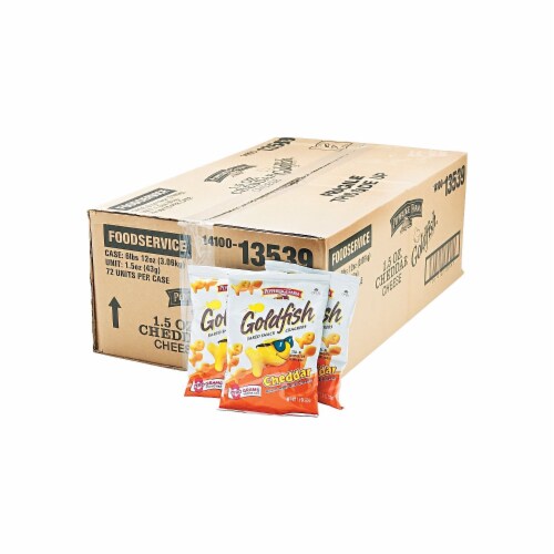 Pepperidge Farm Goldfish Crackers Cheddar Single-Serve Snack 1.5oz Bag 72/Carton 13539 Perspective: bottom