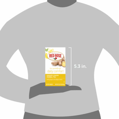 Red Rose Blossoms Ginger Lemon Herbal Tea with 18 Tea Bags Per Box (Pack of 6) Perspective: bottom