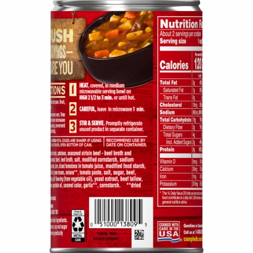 Campbell's Chunky Grilled Sirloin Steak with Hearty Vegetables Soup Case Sale Perspective: bottom