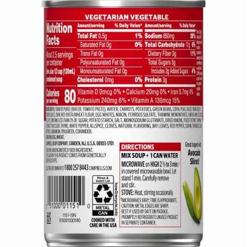 Campbell's® Vegetarian Vegetable Condensed Soup Perspective: bottom
