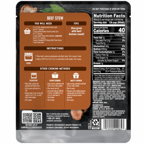 Campbell's® Beef Stew Slow Cooker Sauce Case (6 Pack) Perspective: bottom