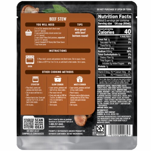 Campbell's® Cooking Sauces Hearty Beef Stew Pouch Perspective: bottom