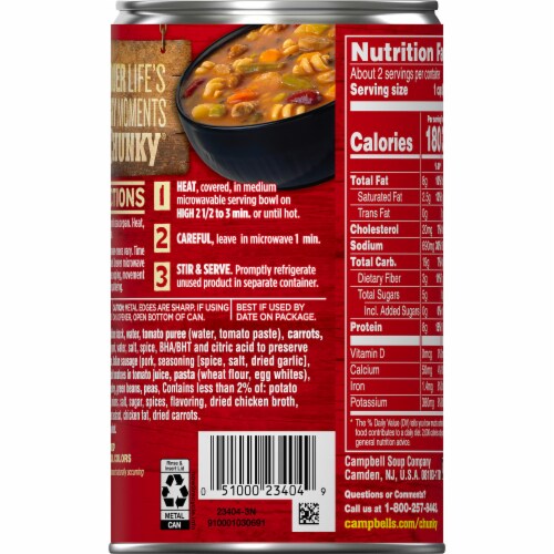 Campbell's® Chunky® Minestrone with Italian Sausage Soup Case Perspective: bottom